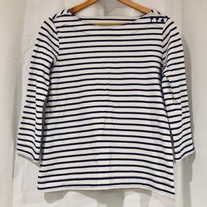 Navy striped, three quarter length sleeve sweater